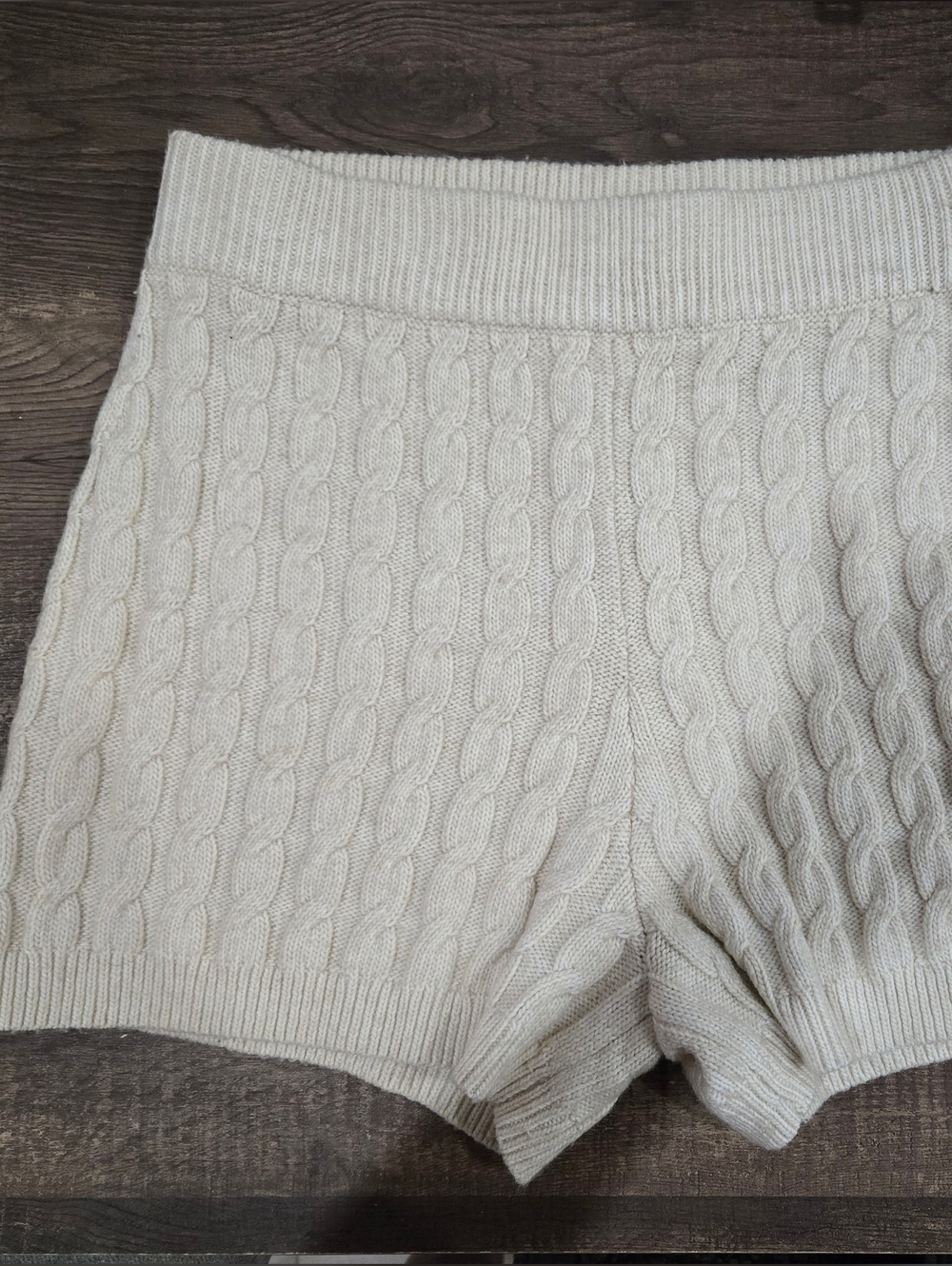 H&M Cream Cable Knit Off-the-Shoulder Sweater